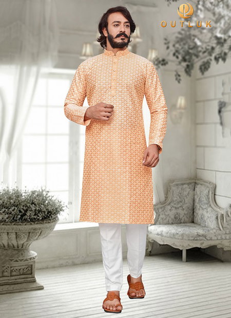 Yellow Colour Outluk vol 25 Stylish Fancy Designer Party And Function Wear Art Silk With Lucknowi Kurta Churidar Pajama Redymade Collection 25006